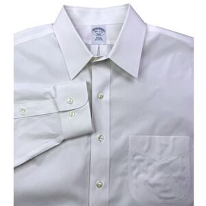 Brooks Brothers 346 Mens White Non-Iron Slim Fit Dress Shirt 16.5 Cotton